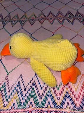 Calming Yellow Plush Duck Toy with Orange Beak and Feet
